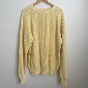 Vintage Parker of Vienna Butter Yellow 100% Cotton Chunky Knit Sweater Size L
